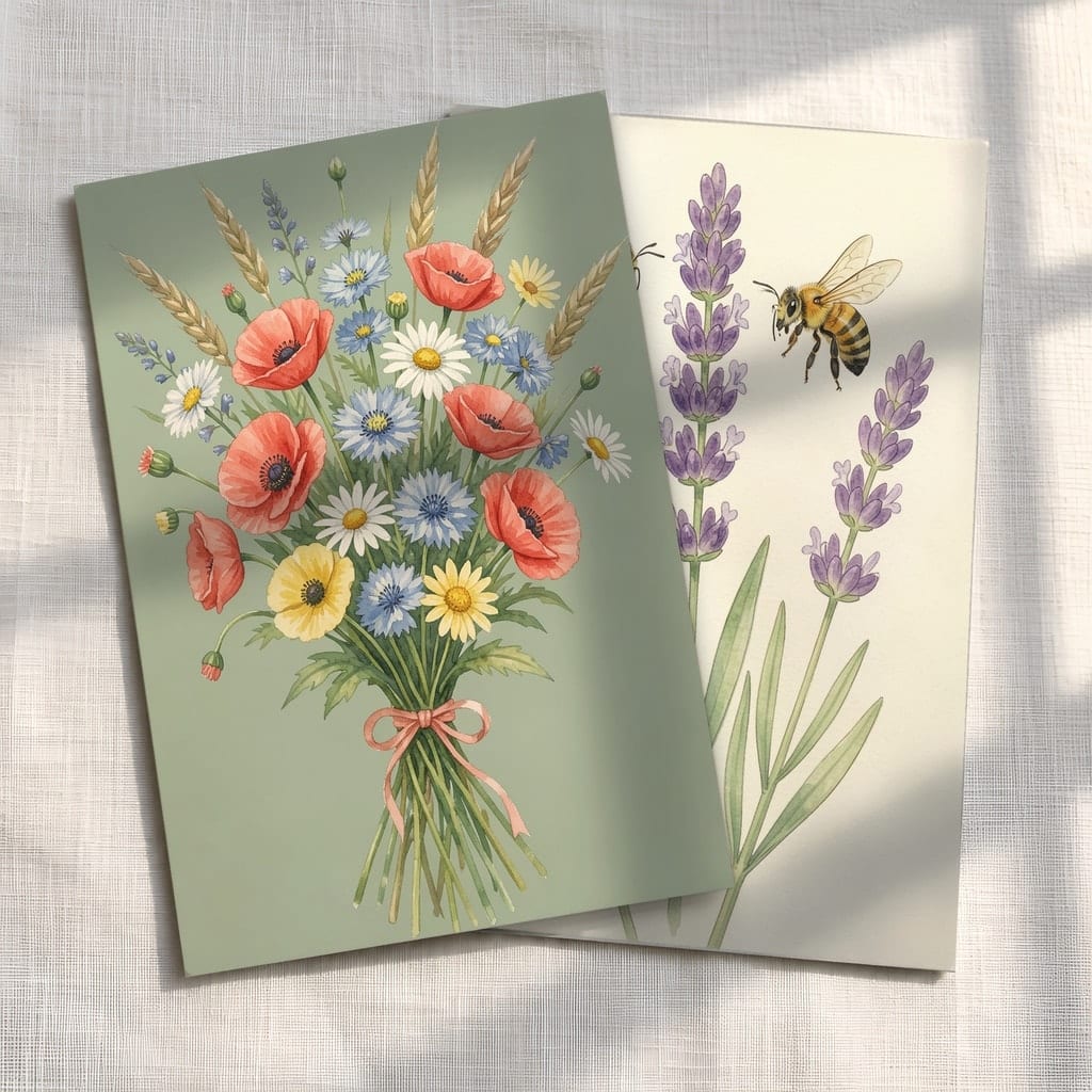 Flat Lay Card Mockup, Set of Two, Invitation Postcard 5x7 — 20 PSD Mockups: mockup scene 6 of 20