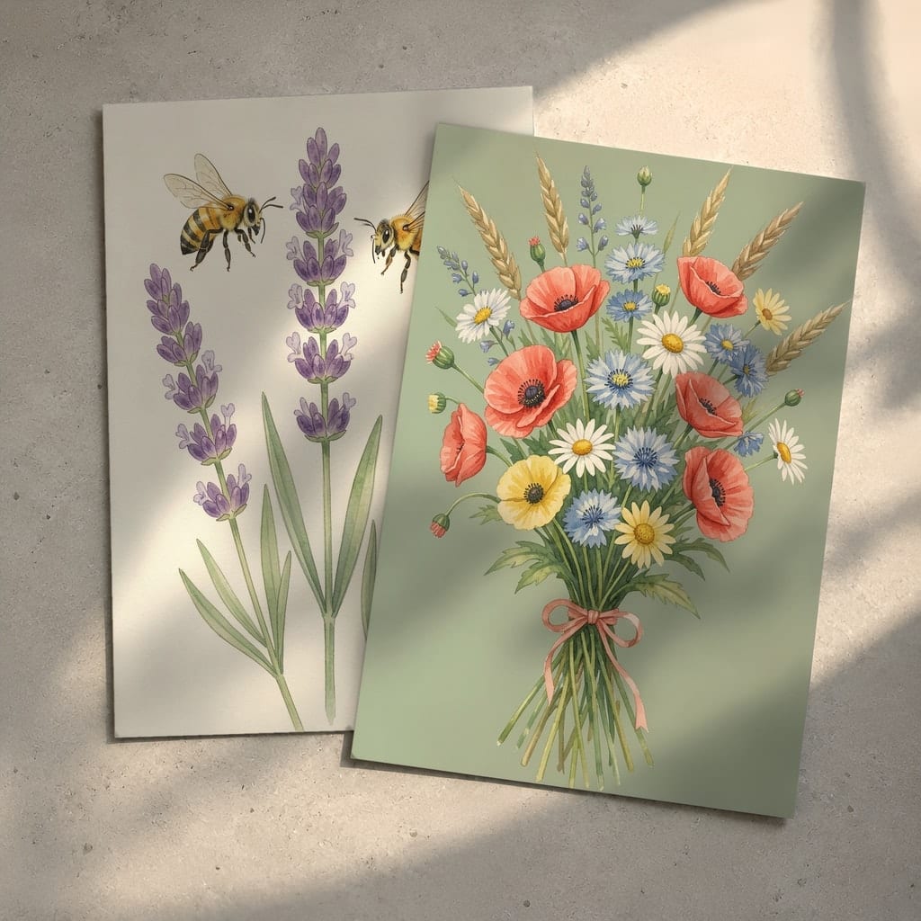 Flat Lay Card Mockup, Set of Two, Invitation Postcard 5x7 — 20 PSD Mockups: mockup scene 9 of 20