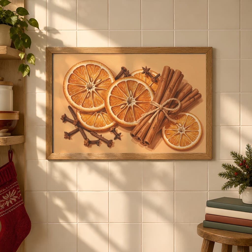 Christmas Kitchen Frame Mockup Bundle — 40 Horizontal Gingerbread Wall Art PSD Mockups: mockup scene 13 of 40