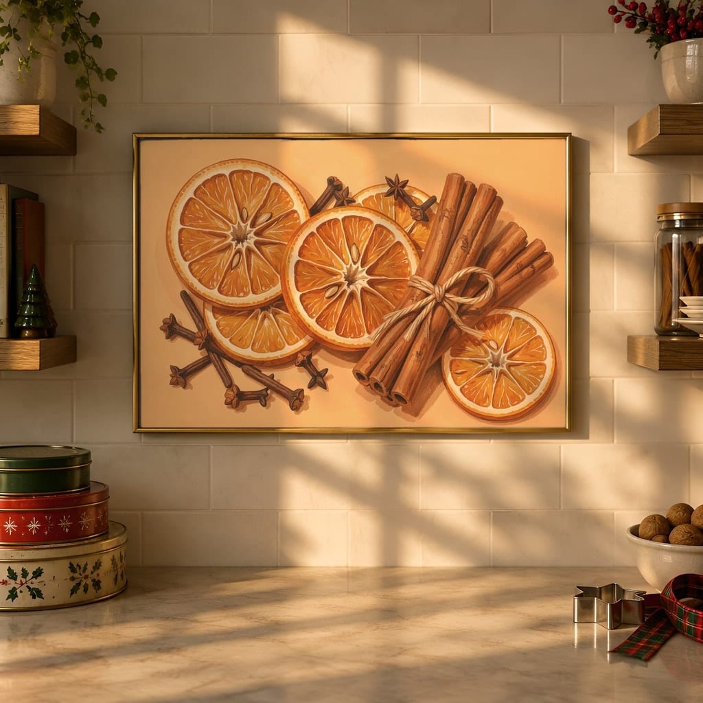 Christmas Kitchen Frame Mockup Bundle — 40 Horizontal Gingerbread Wall Art PSD Mockups: mockup scene 16 of 40