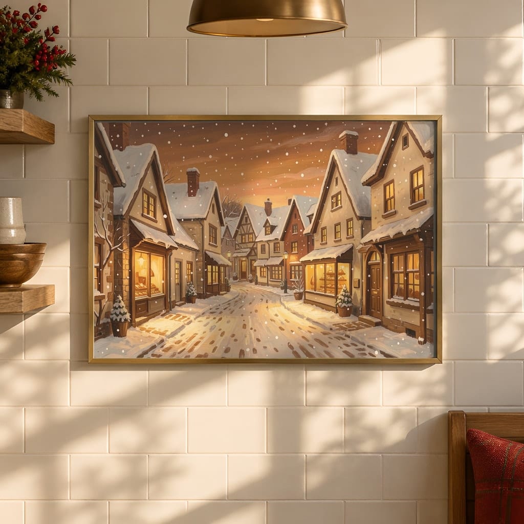 Christmas Kitchen Frame Mockup Bundle — 40 Horizontal Gingerbread Wall Art PSD Mockups: mockup scene 20 of 40