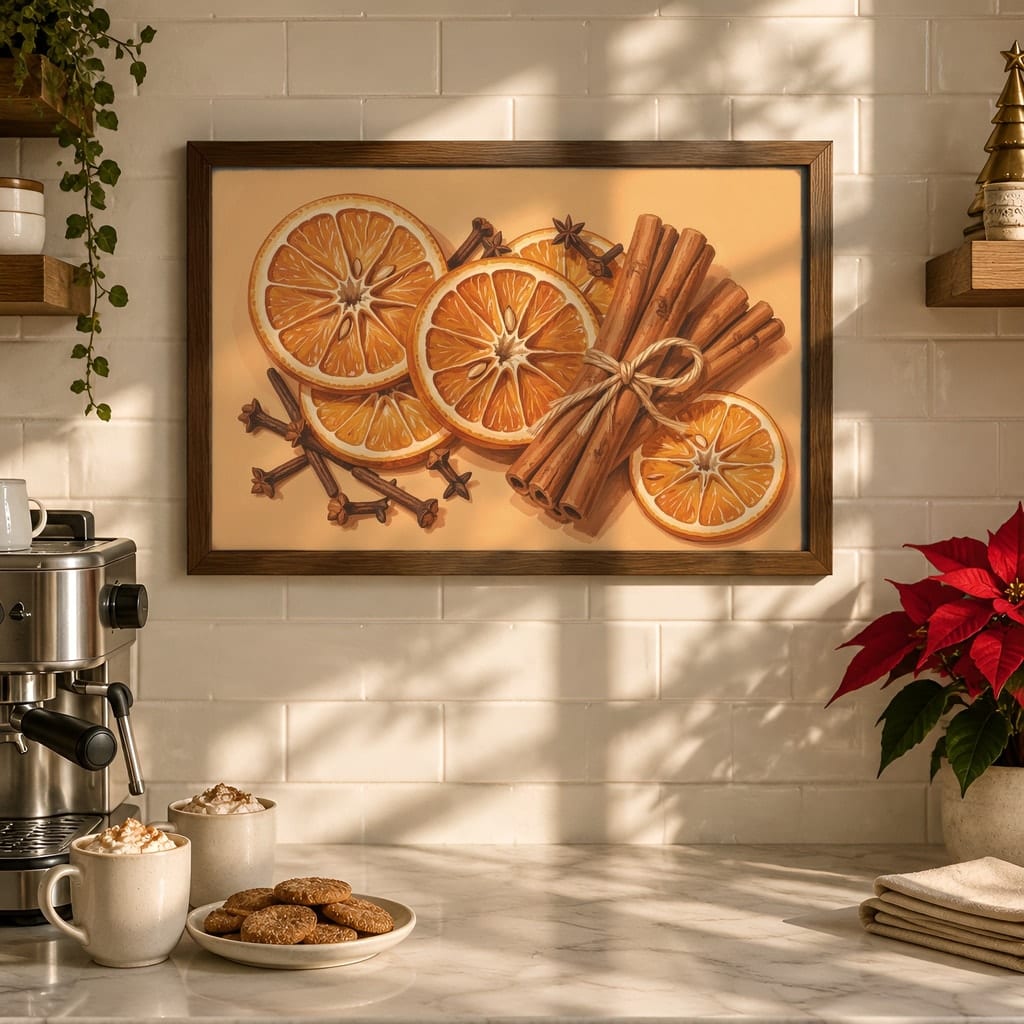 Christmas Kitchen Frame Mockup Bundle — 40 Horizontal Gingerbread Wall Art PSD Mockups: mockup scene 21 of 40