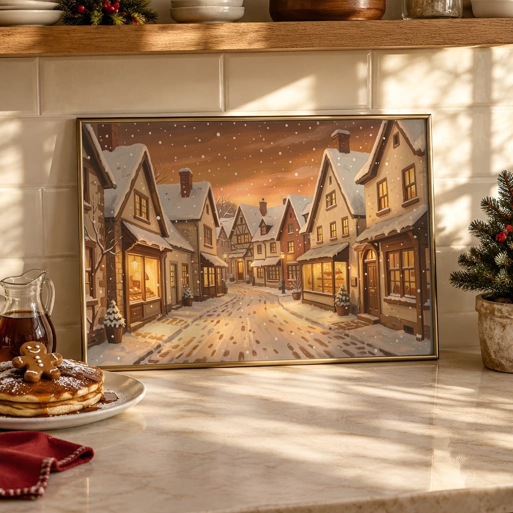 Christmas Kitchen Frame Mockup Bundle — 40 Horizontal Gingerbread Wall Art PSD Mockups: mockup scene 24 of 40