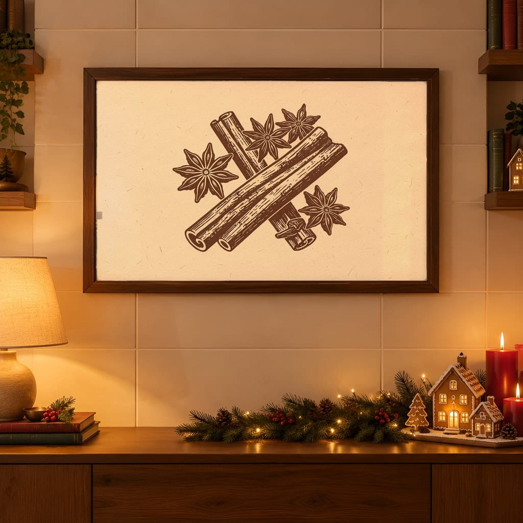 Christmas Kitchen Frame Mockup Bundle — 40 Horizontal Gingerbread Wall Art PSD Mockups: mockup scene 31 of 40