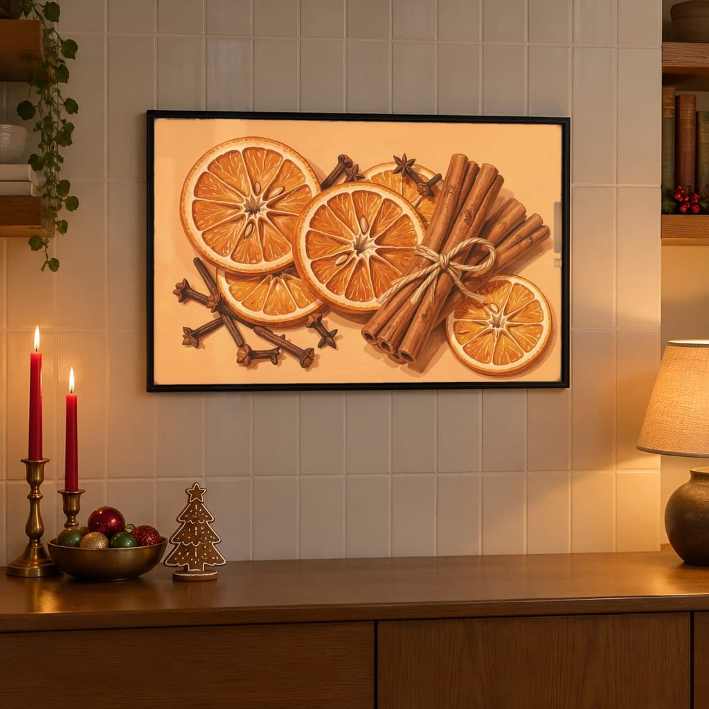Christmas Kitchen Frame Mockup Bundle — 40 Horizontal Gingerbread Wall Art PSD Mockups: mockup scene 36 of 40