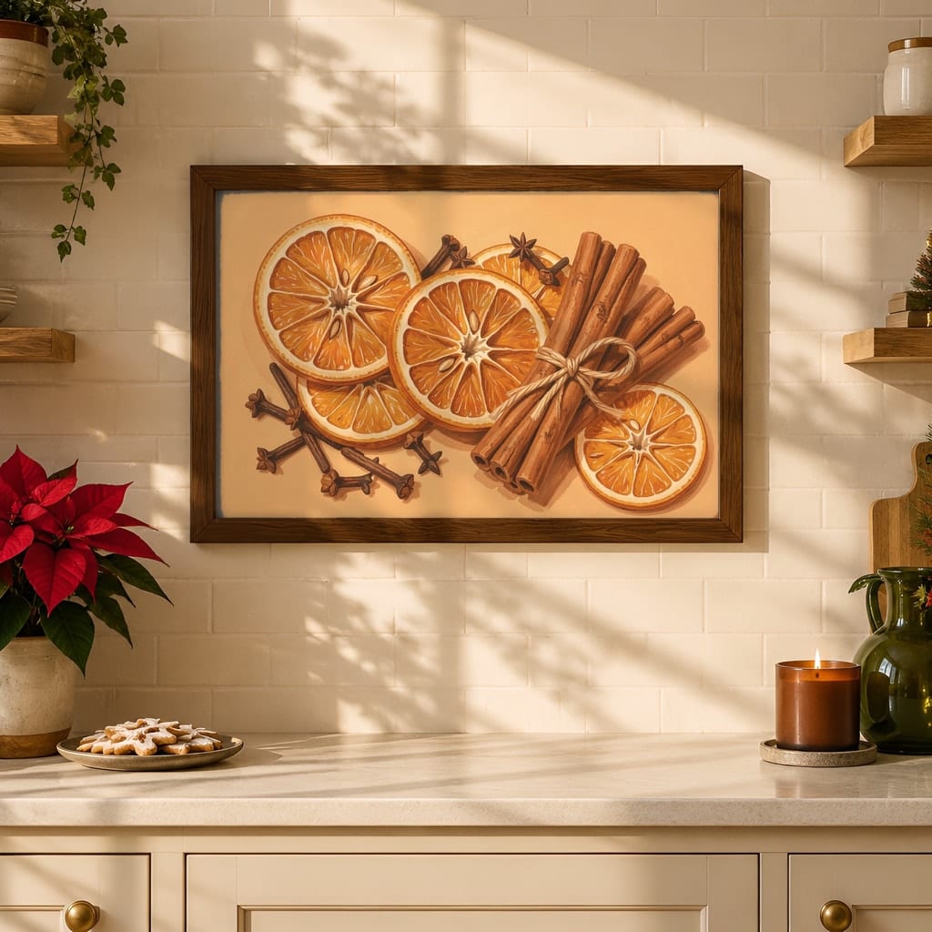 Christmas Kitchen Frame Mockup Bundle — 40 Horizontal Gingerbread Wall Art PSD Mockups: mockup scene 5 of 40