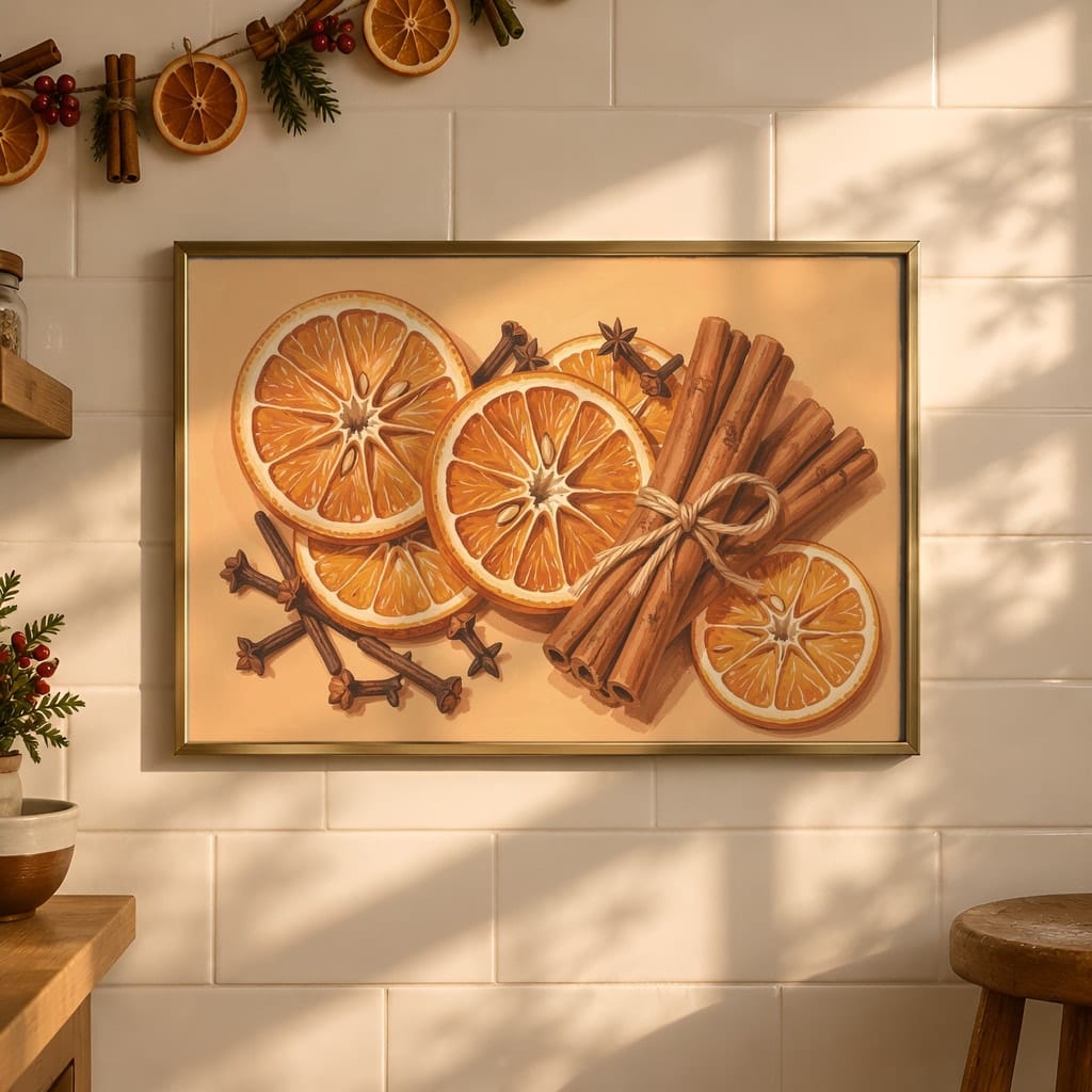 Christmas Kitchen Frame Mockup Bundle — 40 Horizontal Gingerbread Wall Art PSD Mockups: mockup scene 8 of 40