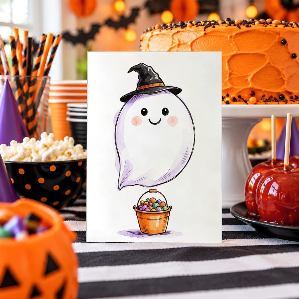 Halloween Card Mockup Bundle — 20 Spooky Orange and Black 5x7 Greeting Card PSD Mockups: mockup scene 11 of 20