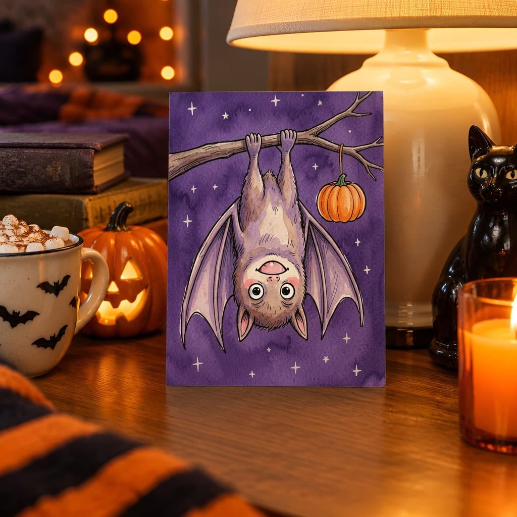 Halloween Card Mockup Bundle — 20 Spooky Orange and Black 5x7 Greeting Card PSD Mockups: mockup scene 12 of 20