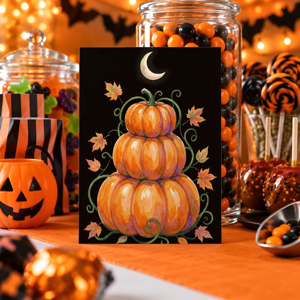 Halloween Card Mockup Bundle — 20 Spooky Orange and Black 5x7 Greeting Card PSD Mockups: mockup scene 18 of 20