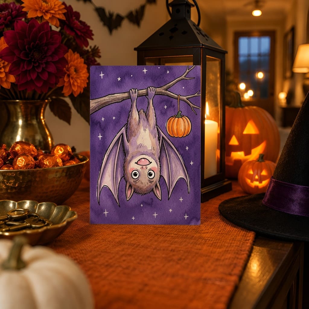 Halloween Card Mockup Bundle — 20 Spooky Orange and Black 5x7 Greeting Card PSD Mockups: mockup scene 4 of 20