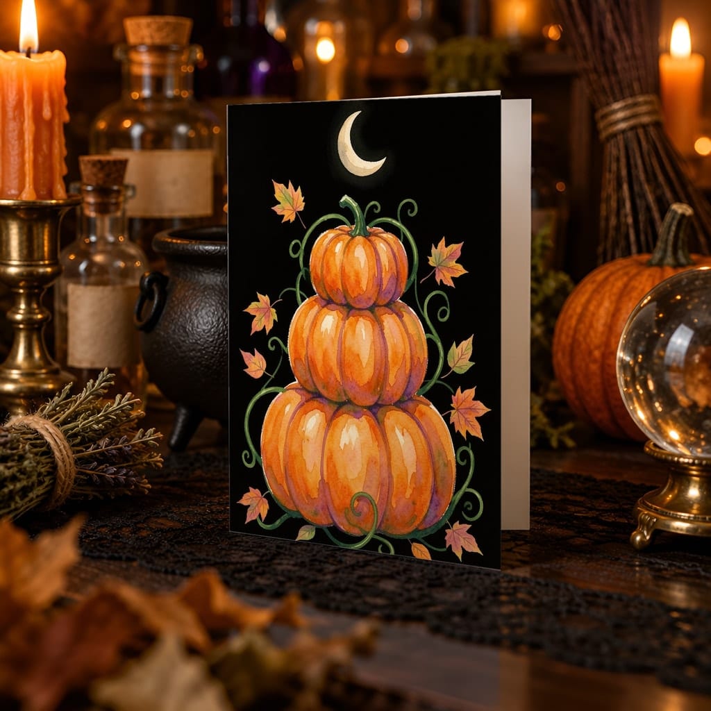 Halloween Card Mockup Bundle — 20 Spooky Orange and Black 5x7 Greeting Card PSD Mockups: mockup scene 5 of 20