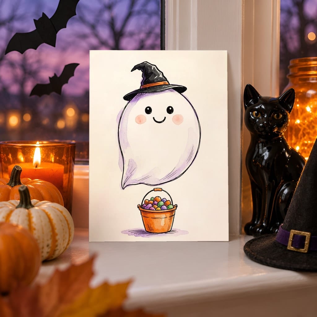 Halloween Card Mockup Bundle — 20 Spooky Orange and Black 5x7 Greeting Card PSD Mockups: mockup scene 6 of 20