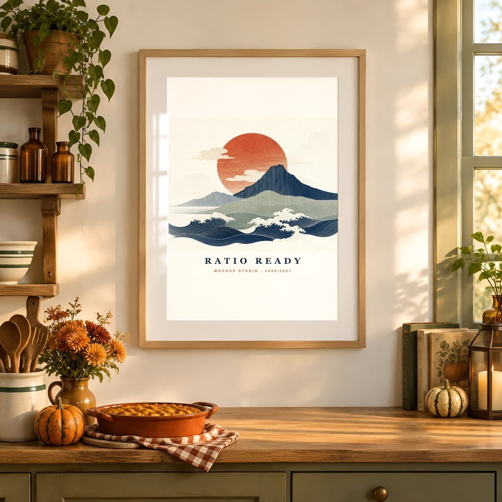 Halloween Frame Mockup Bundle — Candlelit Evening Autumn Wall Art PSD Templates (40 Scenes): mockup scene 11 of 40