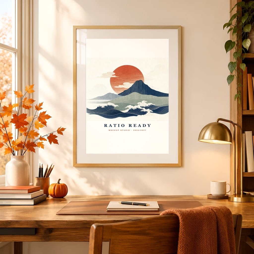 Halloween Frame Mockup Bundle — Candlelit Evening Autumn Wall Art PSD Templates (40 Scenes): mockup scene 17 of 40