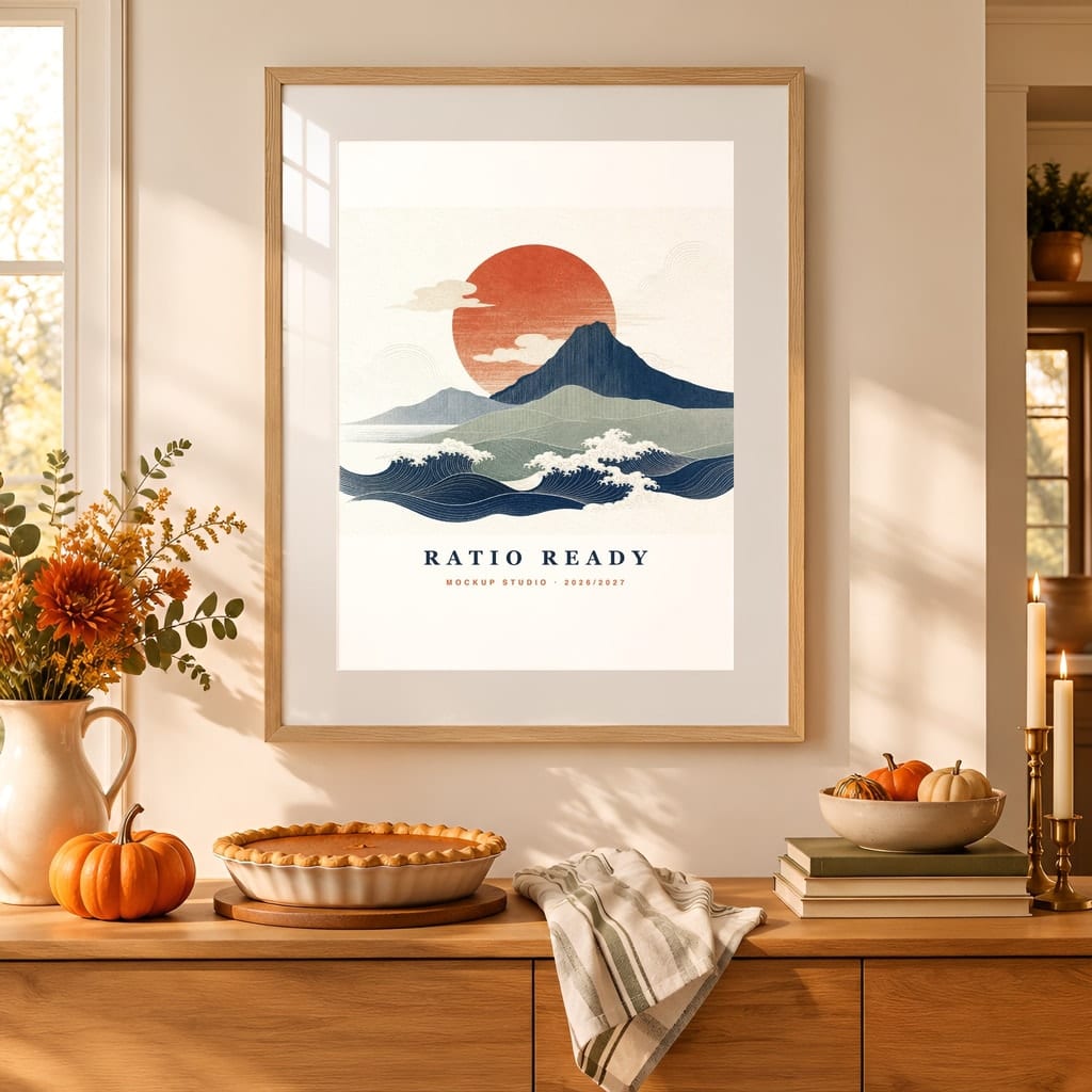 Halloween Frame Mockup Bundle — Candlelit Evening Autumn Wall Art PSD Templates (40 Scenes): mockup scene 3 of 40