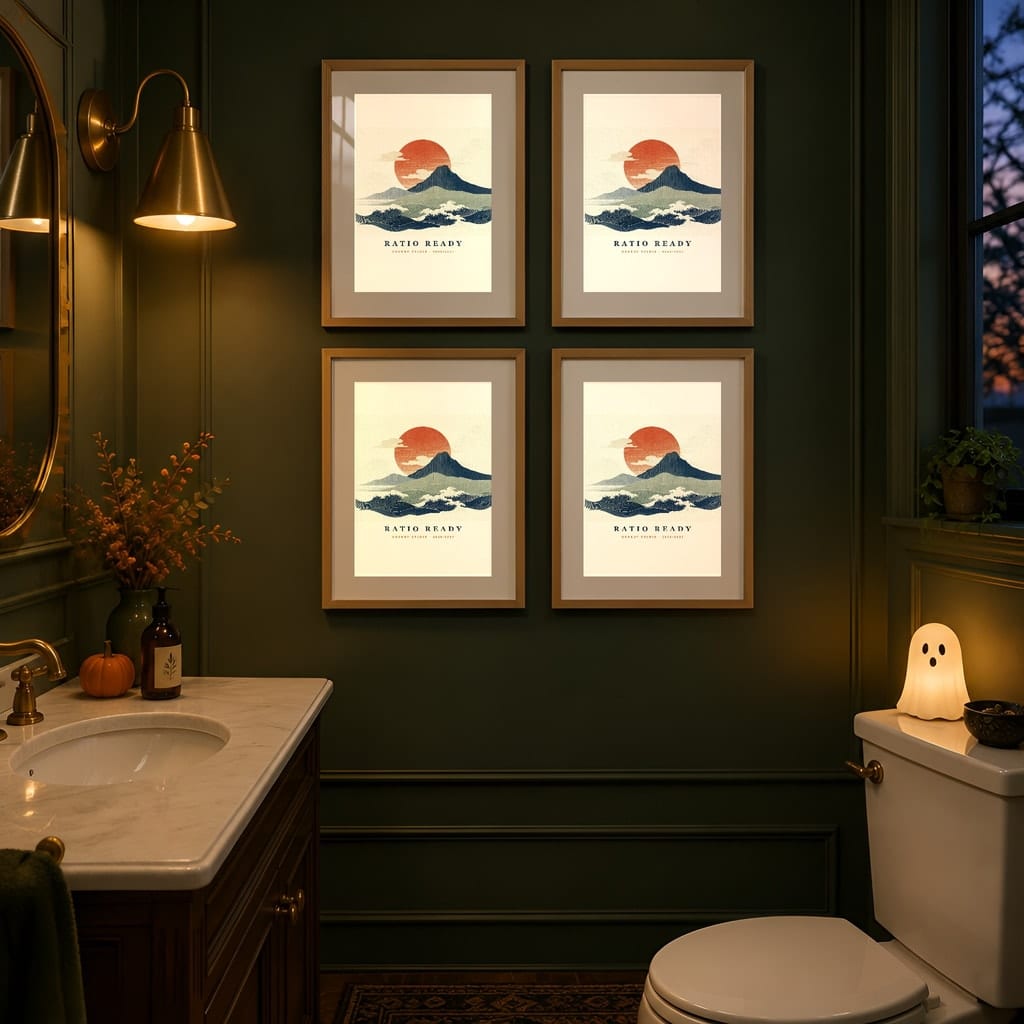 Halloween Frame Mockup Bundle — Candlelit Evening Autumn Wall Art PSD Templates (40 Scenes): mockup scene 38 of 40