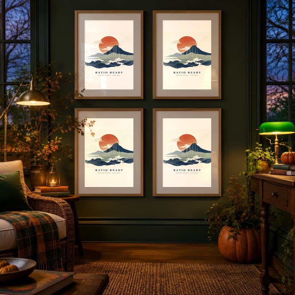 Halloween Frame Mockup Bundle — Candlelit Evening Autumn Wall Art PSD Templates (40 Scenes): mockup scene 39 of 40