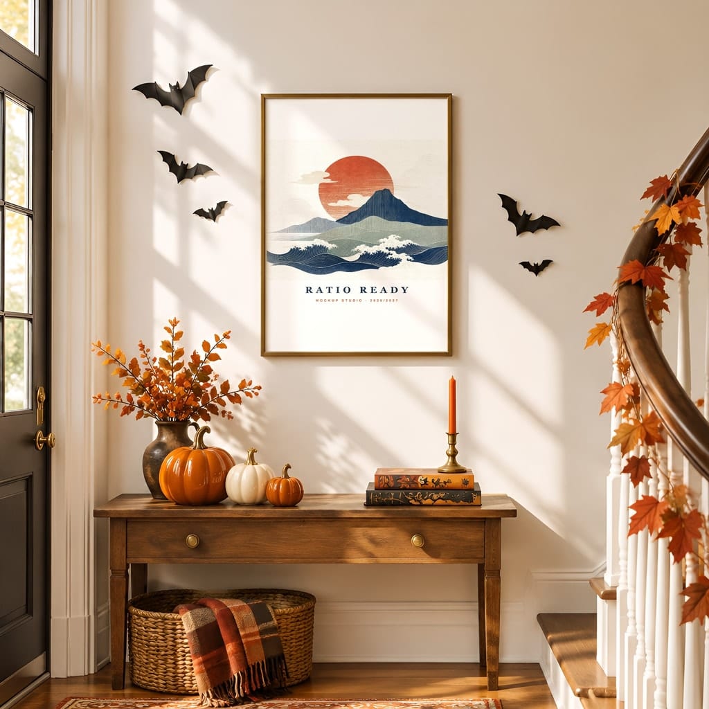 Halloween Wall Art & Poster Mockup Bundle — Spooky Frame and Gallery PSD Templates (40 Scenes): mockup scene 10 of 40