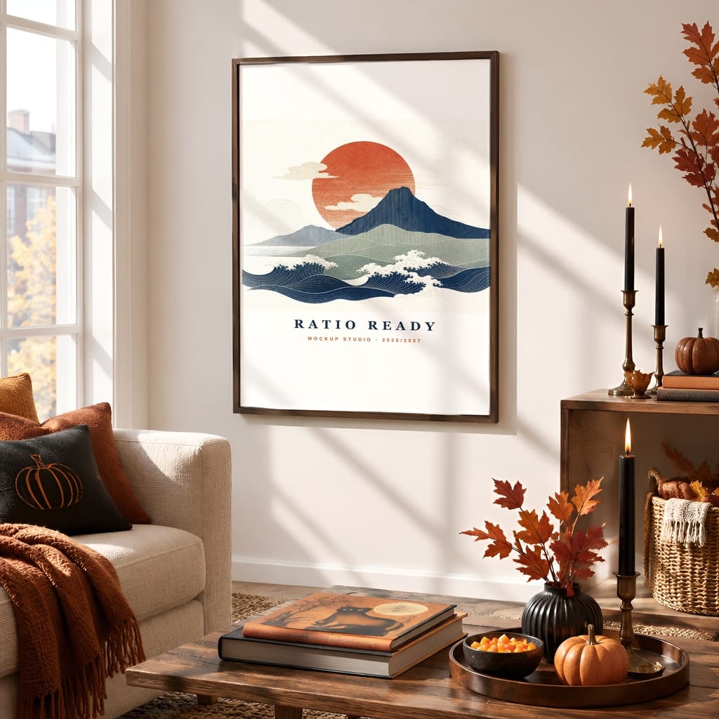 Halloween Wall Art & Poster Mockup Bundle — Spooky Frame and Gallery PSD Templates (40 Scenes): mockup scene 11 of 40
