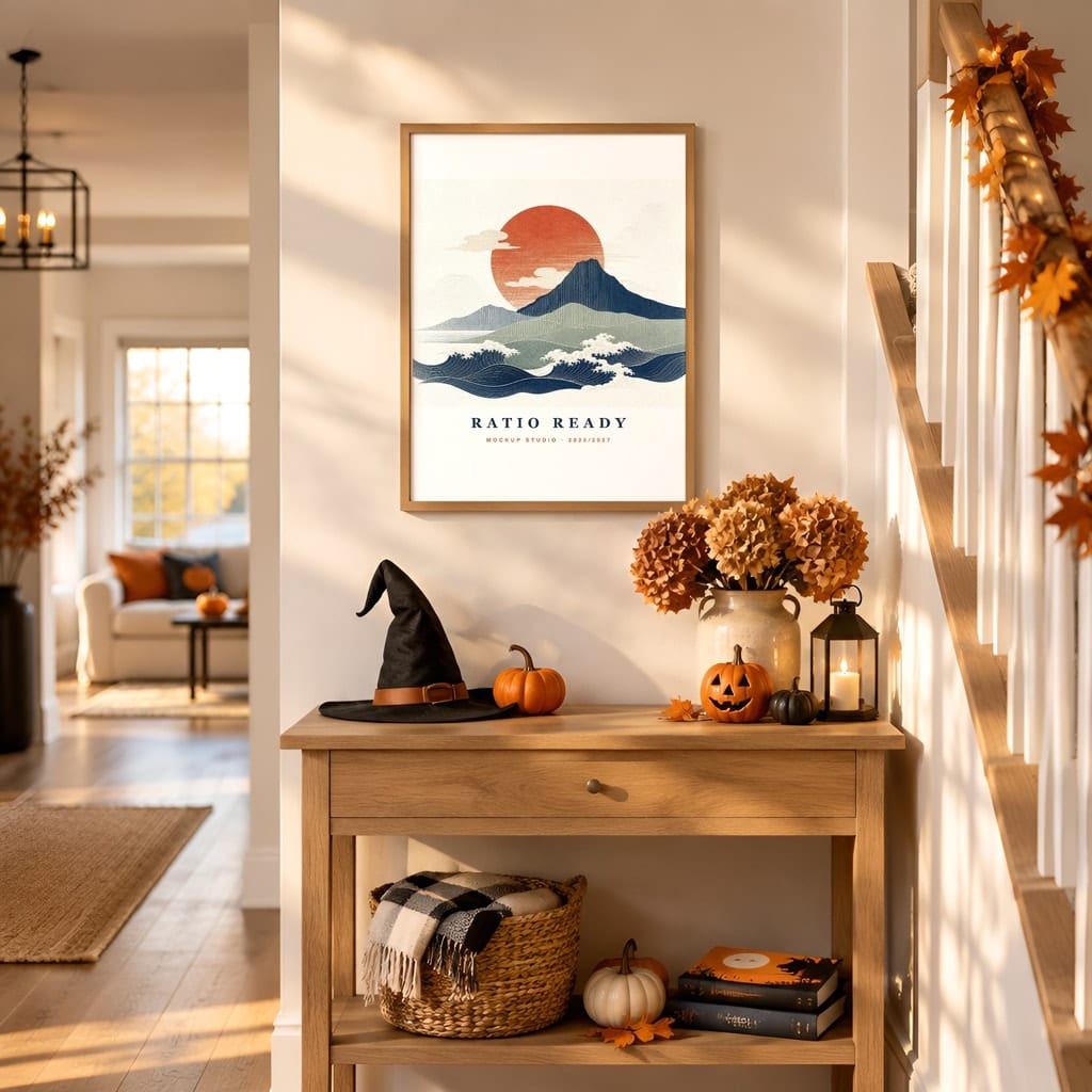 Halloween Wall Art & Poster Mockup Bundle — Spooky Frame and Gallery PSD Templates (40 Scenes): mockup scene 12 of 40