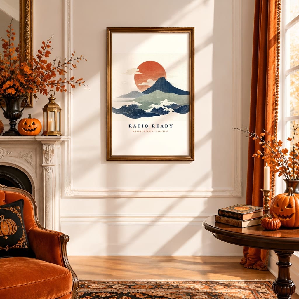 Halloween Wall Art & Poster Mockup Bundle — Spooky Frame and Gallery PSD Templates (40 Scenes): mockup scene 13 of 40