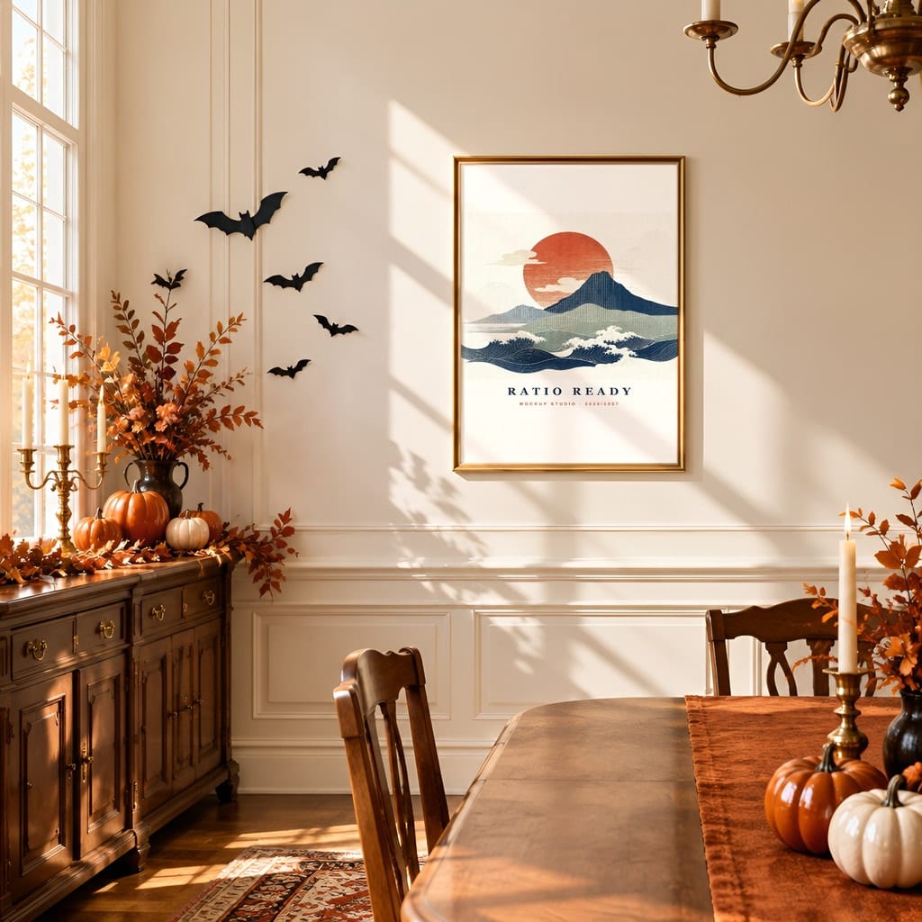 Halloween Wall Art & Poster Mockup Bundle — Spooky Frame and Gallery PSD Templates (40 Scenes): mockup scene 14 of 40