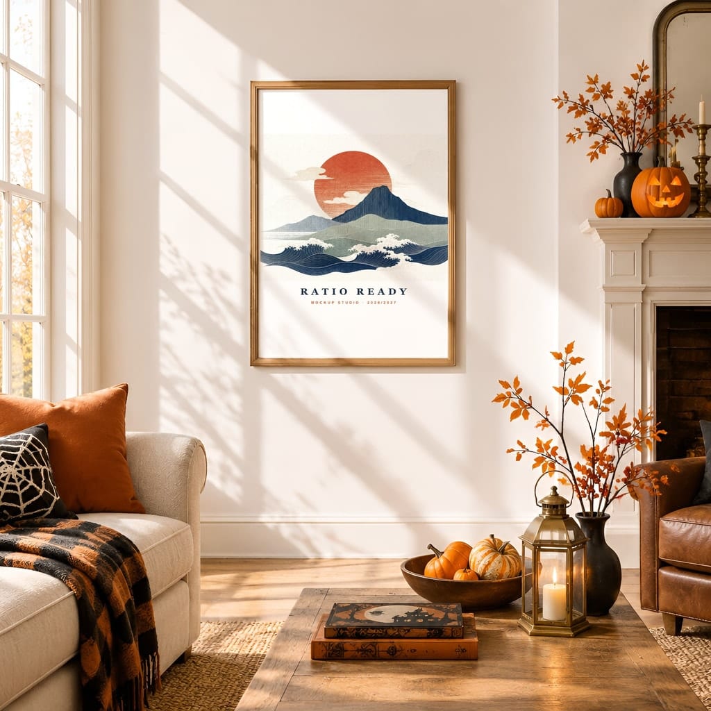Halloween Wall Art & Poster Mockup Bundle — Spooky Frame and Gallery PSD Templates (40 Scenes): mockup scene 17 of 40
