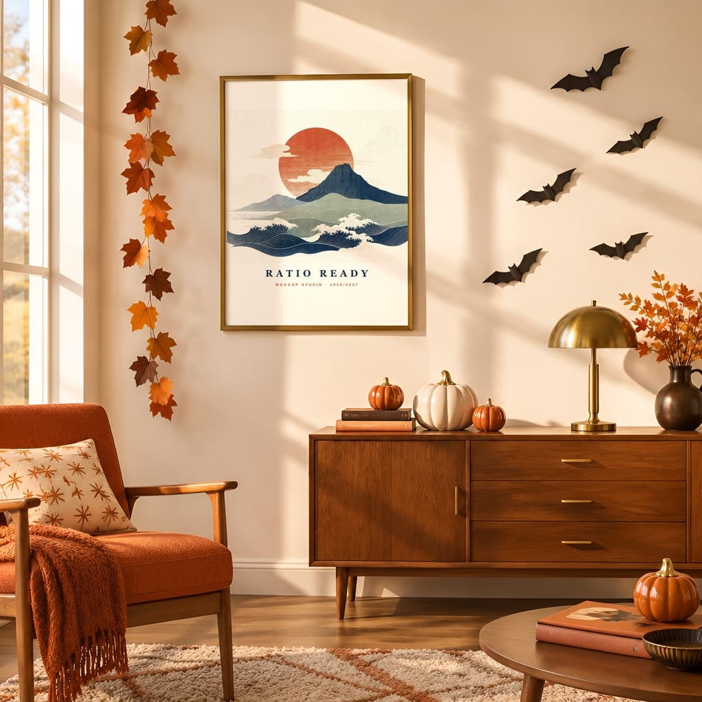 Halloween Wall Art & Poster Mockup Bundle — Spooky Frame and Gallery PSD Templates (40 Scenes): mockup scene 18 of 40