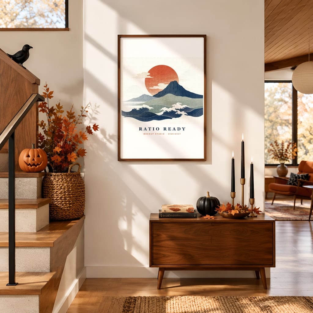 Halloween Wall Art & Poster Mockup Bundle — Spooky Frame and Gallery PSD Templates (40 Scenes): mockup scene 19 of 40