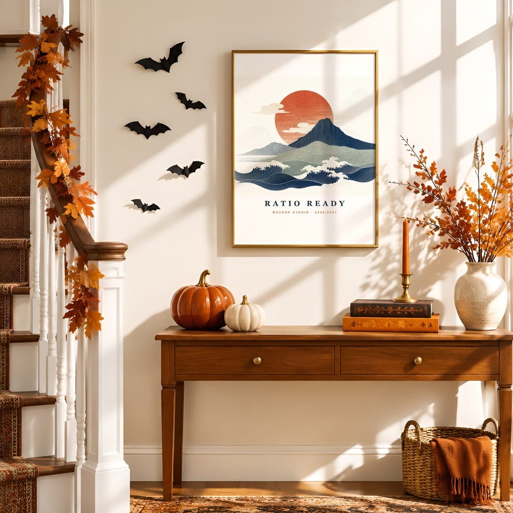 Halloween Wall Art & Poster Mockup Bundle — Spooky Frame and Gallery PSD Templates (40 Scenes): mockup scene 22 of 40