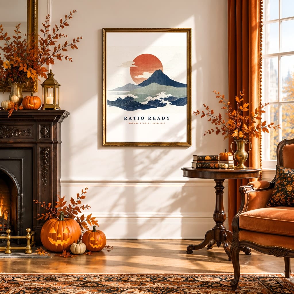 Halloween Wall Art & Poster Mockup Bundle — Spooky Frame and Gallery PSD Templates (40 Scenes): mockup scene 25 of 40