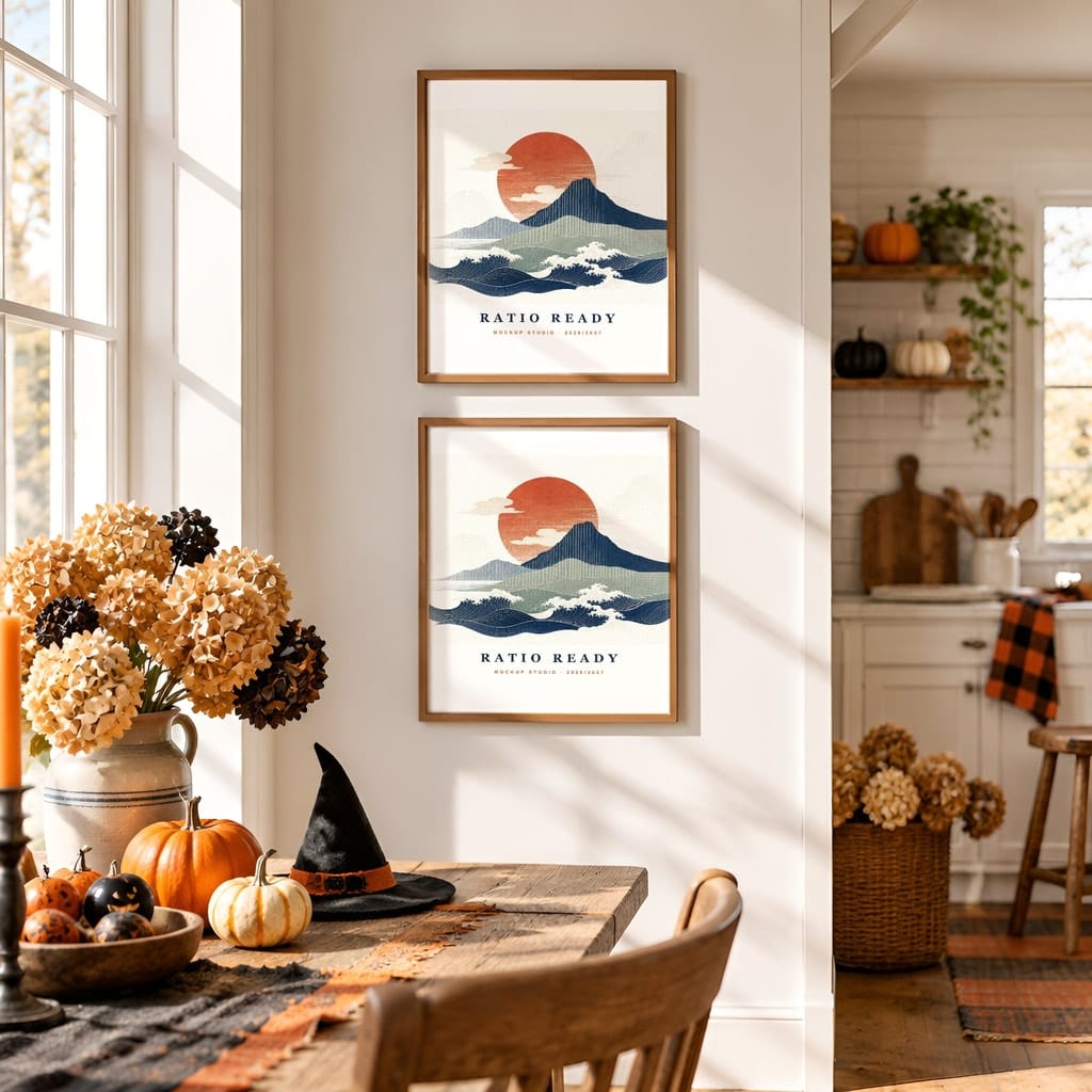 Halloween Wall Art & Poster Mockup Bundle — Spooky Frame and Gallery PSD Templates (40 Scenes): mockup scene 28 of 40