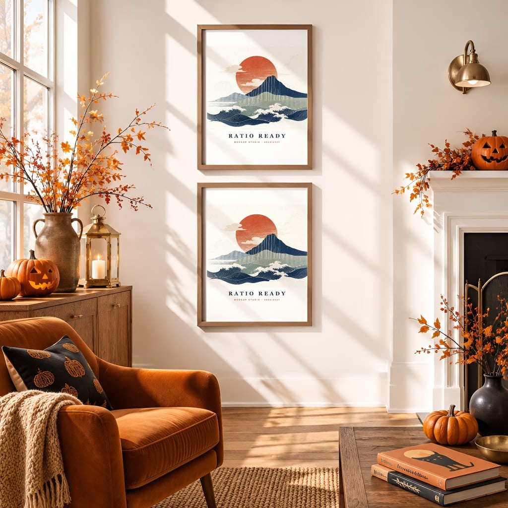 Halloween Wall Art & Poster Mockup Bundle — Spooky Frame and Gallery PSD Templates (40 Scenes): mockup scene 29 of 40