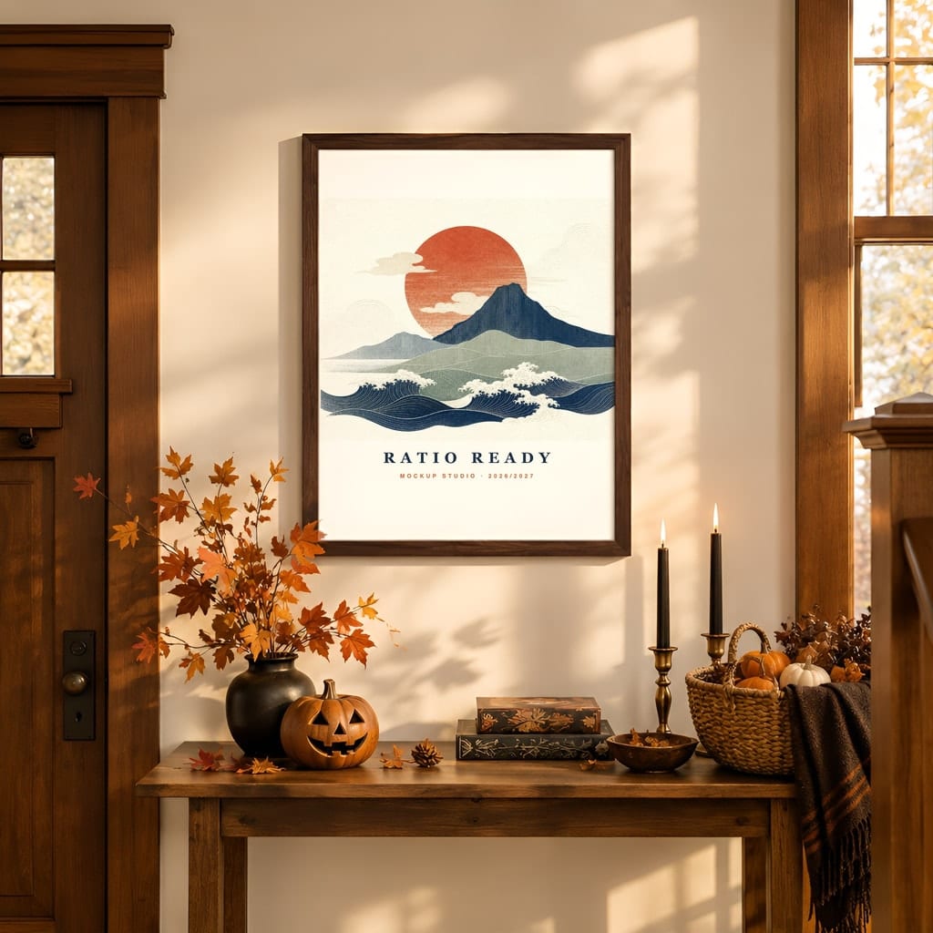 Halloween Wall Art & Poster Mockup Bundle — Spooky Frame and Gallery PSD Templates (40 Scenes): mockup scene 3 of 40