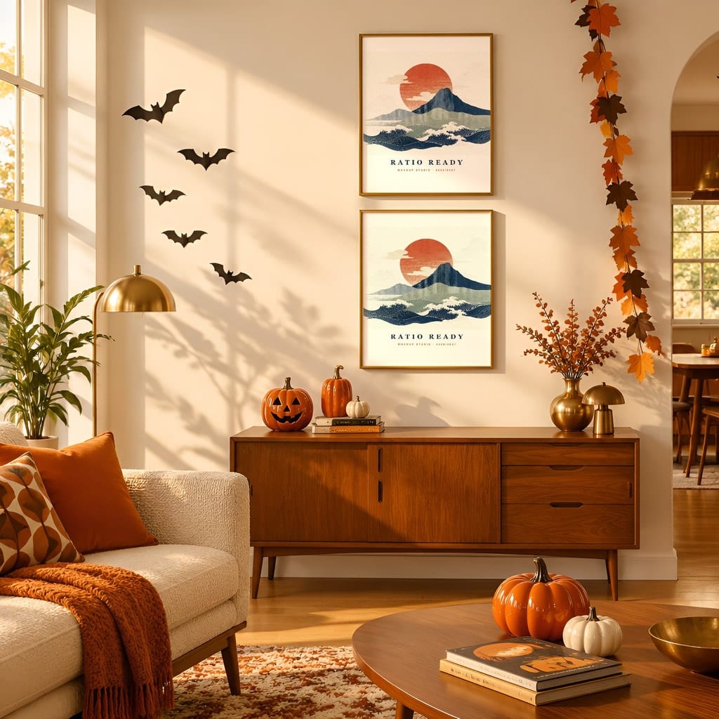 Halloween Wall Art & Poster Mockup Bundle — Spooky Frame and Gallery PSD Templates (40 Scenes): mockup scene 30 of 40