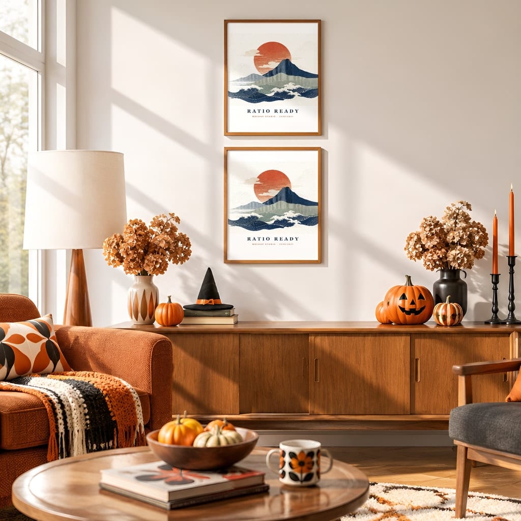Halloween Wall Art & Poster Mockup Bundle — Spooky Frame and Gallery PSD Templates (40 Scenes): mockup scene 32 of 40
