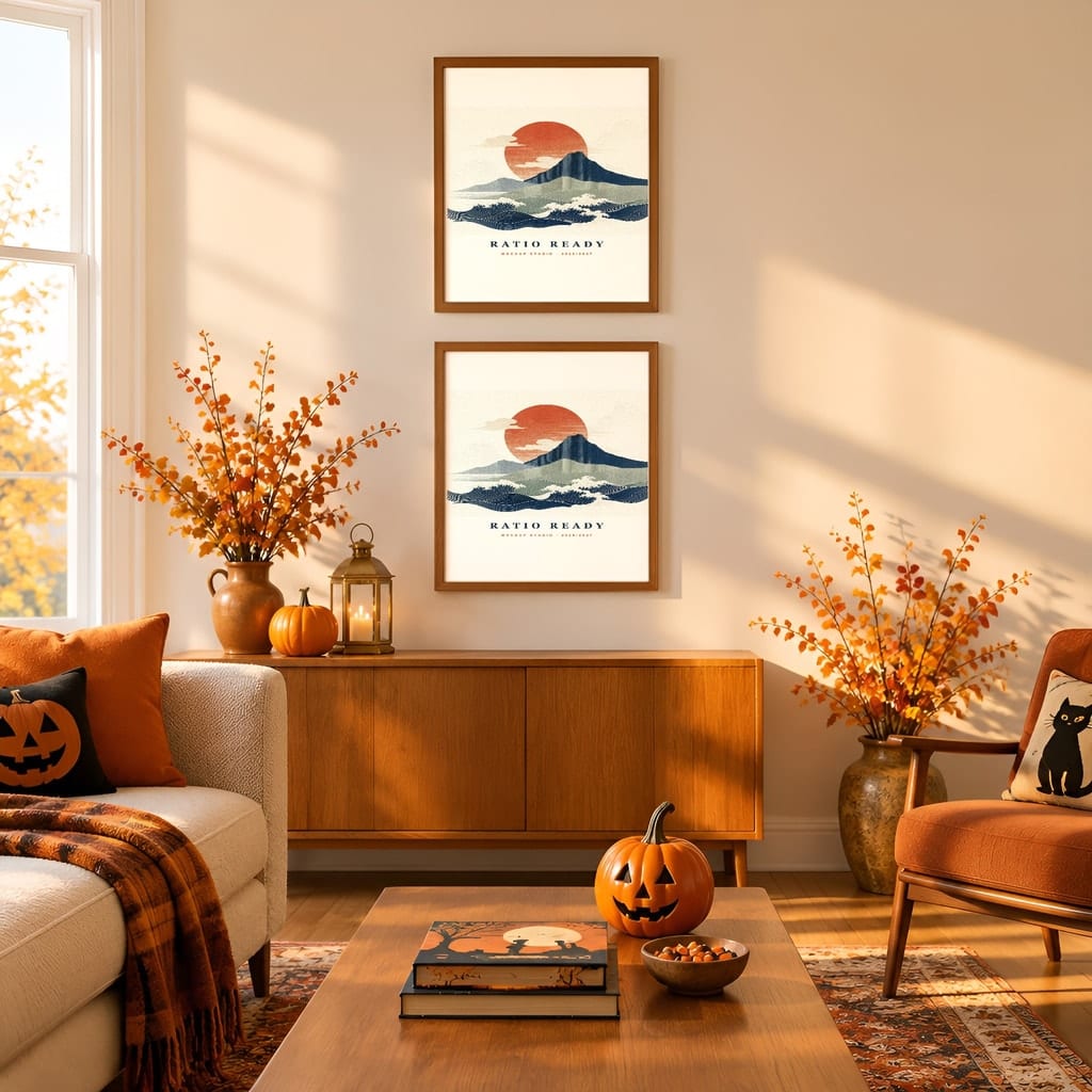 Halloween Wall Art & Poster Mockup Bundle — Spooky Frame and Gallery PSD Templates (40 Scenes): mockup scene 33 of 40