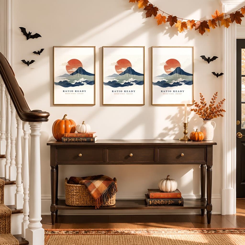 Halloween Wall Art & Poster Mockup Bundle — Spooky Frame and Gallery PSD Templates (40 Scenes): mockup scene 34 of 40