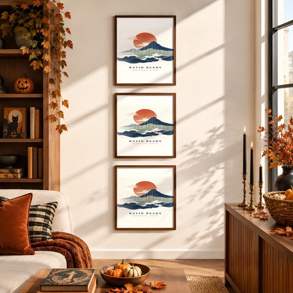 Halloween Wall Art & Poster Mockup Bundle — Spooky Frame and Gallery PSD Templates (40 Scenes): mockup scene 35 of 40