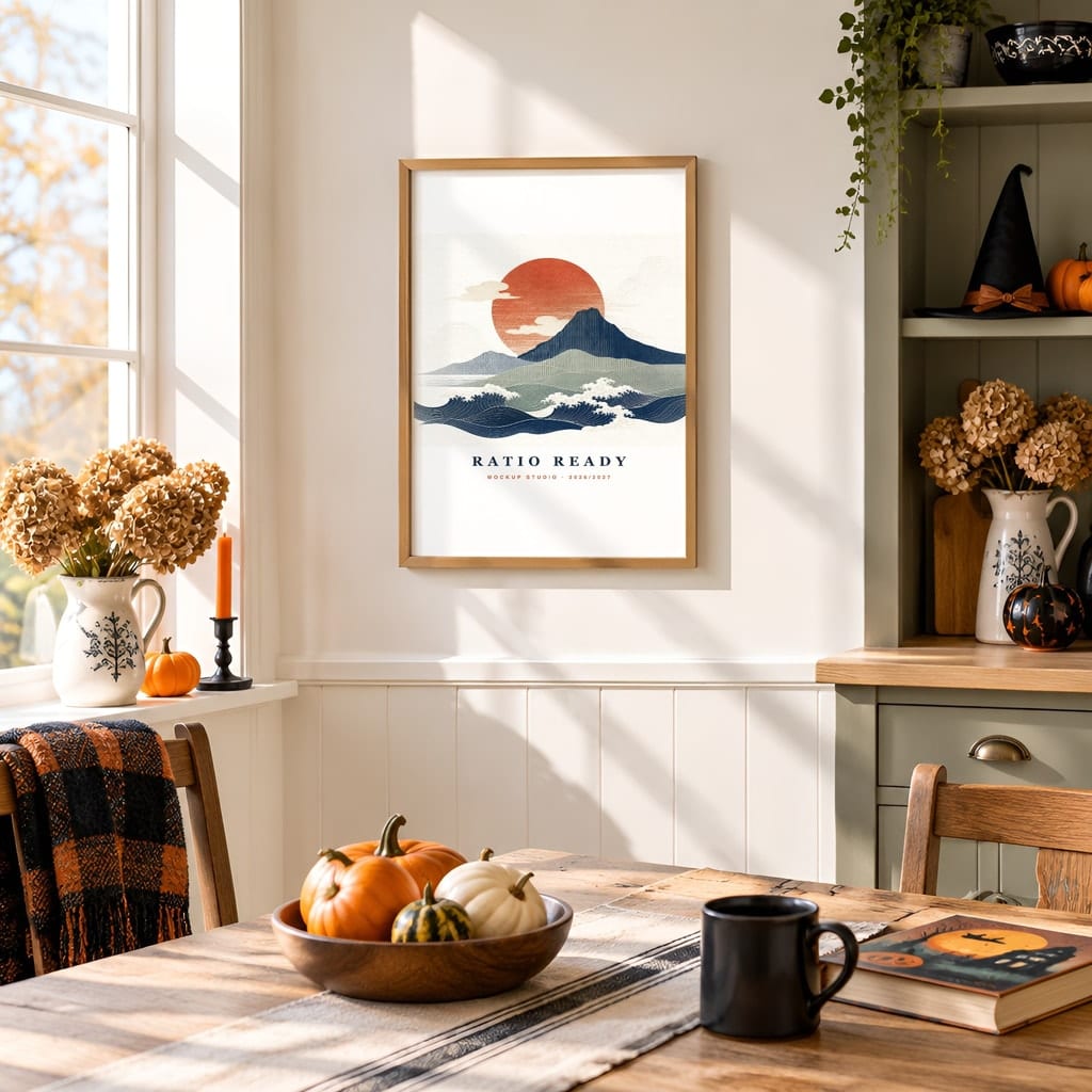 Halloween Wall Art & Poster Mockup Bundle — Spooky Frame and Gallery PSD Templates (40 Scenes): mockup scene 4 of 40