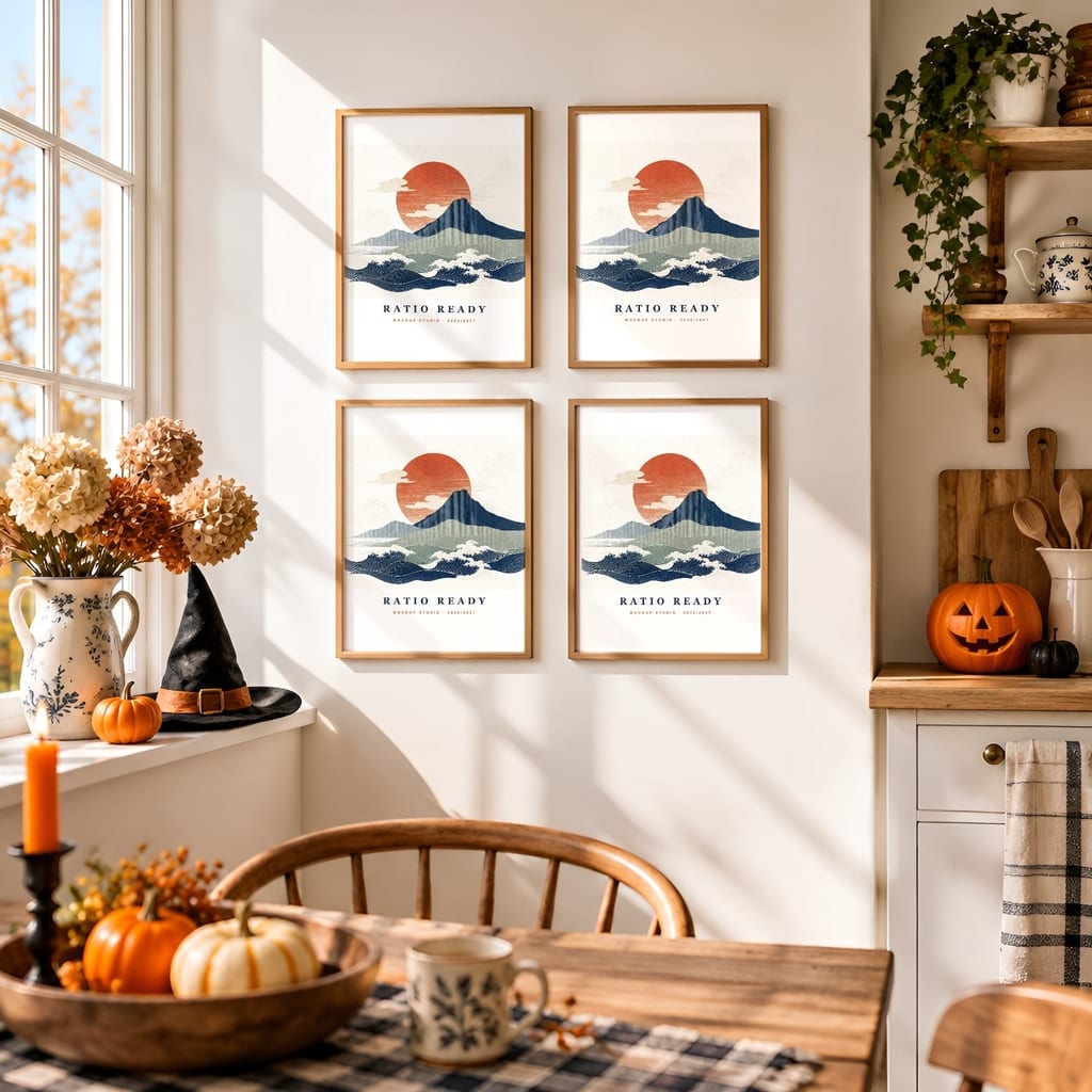 Halloween Wall Art & Poster Mockup Bundle — Spooky Frame and Gallery PSD Templates (40 Scenes): mockup scene 40 of 40