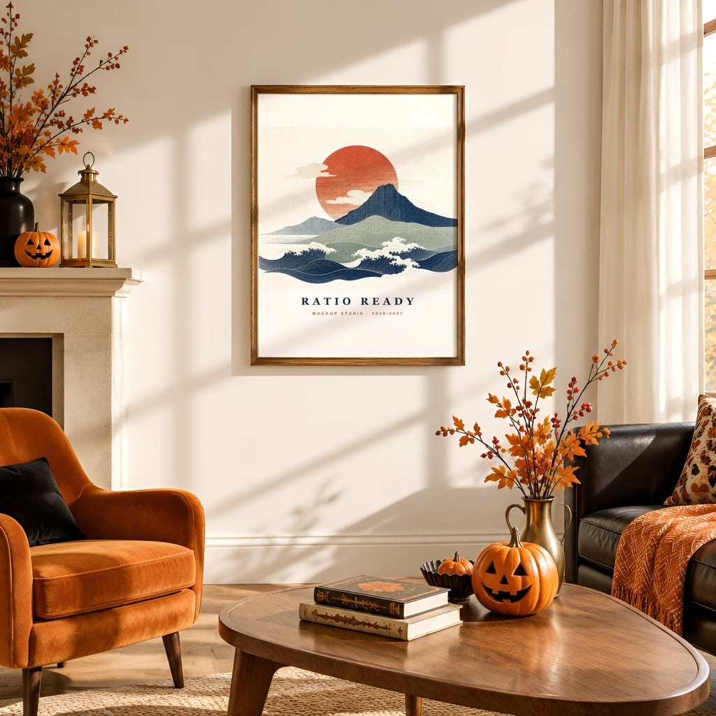 Halloween Wall Art & Poster Mockup Bundle — Spooky Frame and Gallery PSD Templates (40 Scenes): mockup scene 5 of 40