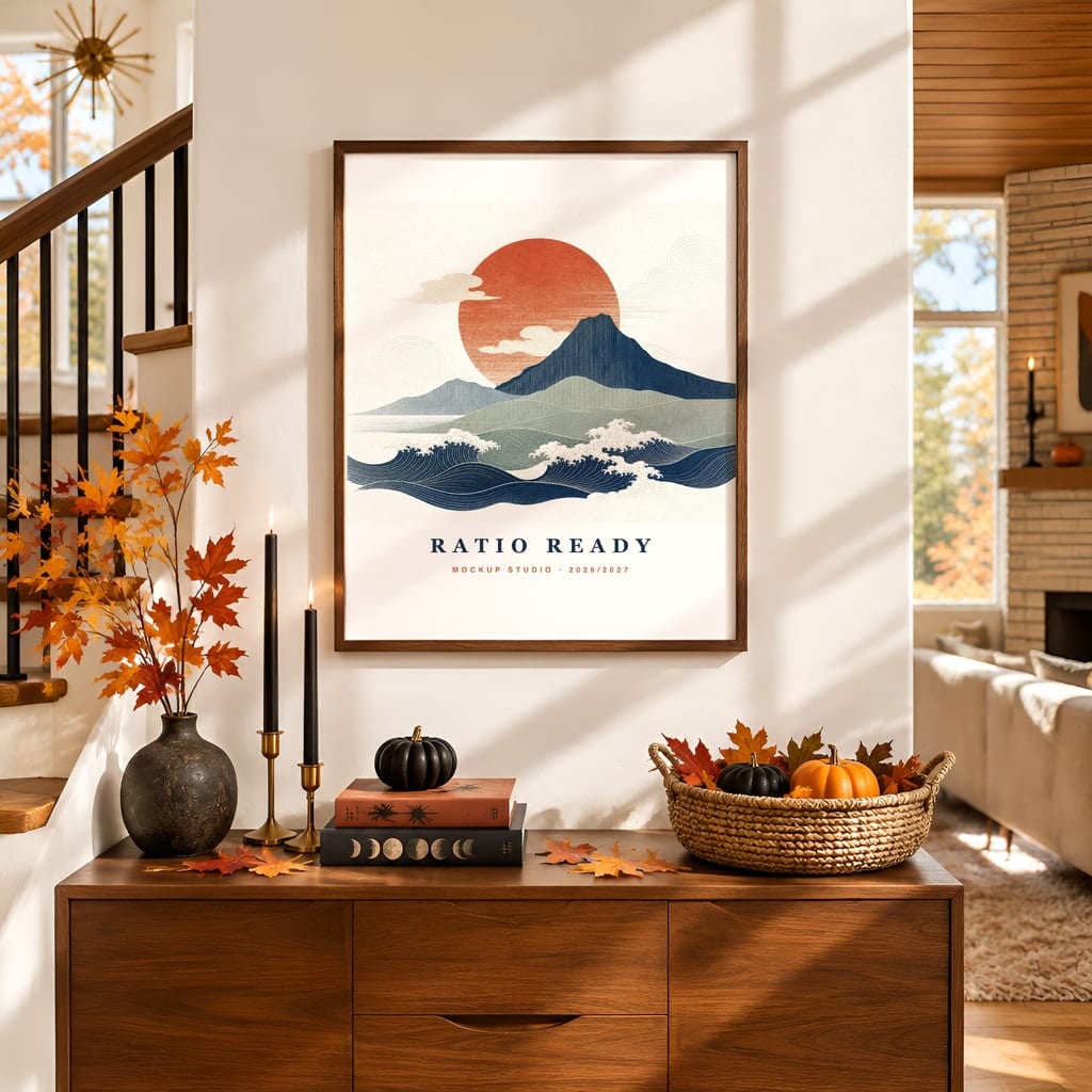 Halloween Wall Art & Poster Mockup Bundle — Spooky Frame and Gallery PSD Templates (40 Scenes): mockup scene 7 of 40