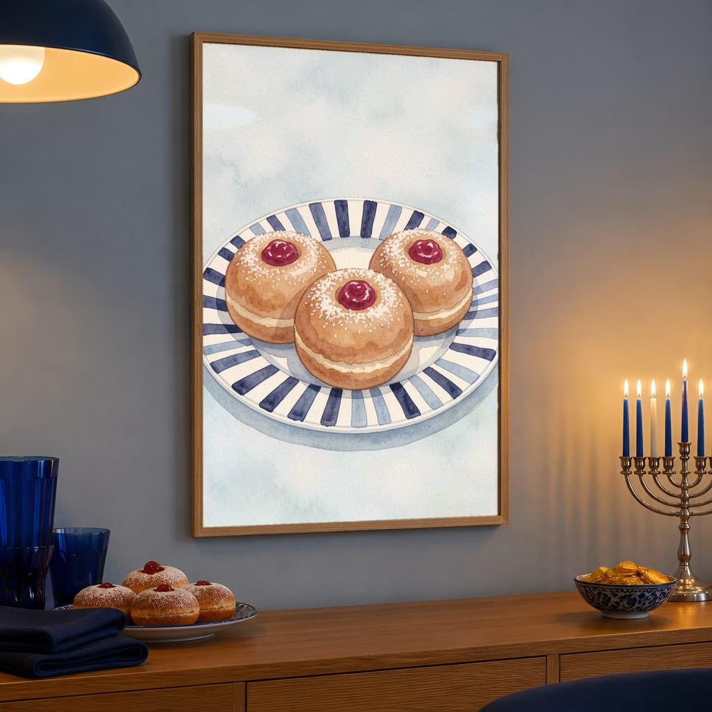 Hanukkah Frame Mockup Bundle — 40 Vertical Blue and Silver Wall Art PSD Mockups: mockup scene 31 of 40