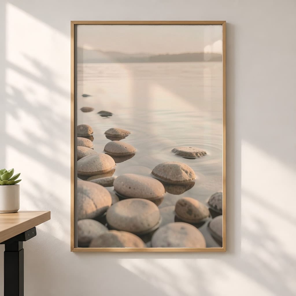 Home Office Frame Mockup Bundle — 20 Vertical Desk Wall Art PSD Mockups: mockup scene 10 of 20