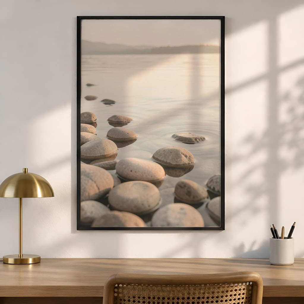 Home Office Frame Mockup Bundle — 20 Vertical Desk Wall Art PSD Mockups: mockup scene 11 of 20
