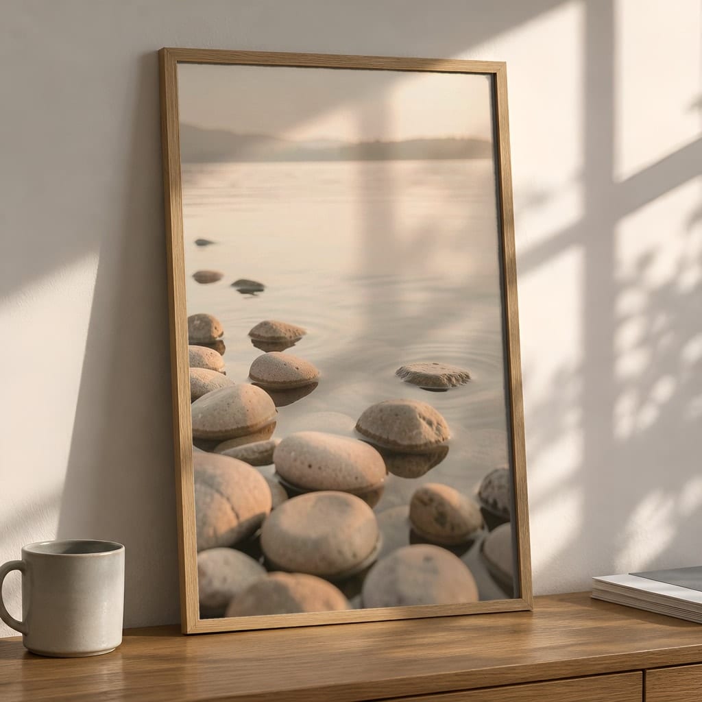 Home Office Frame Mockup Bundle — 20 Vertical Desk Wall Art PSD Mockups: mockup scene 12 of 20