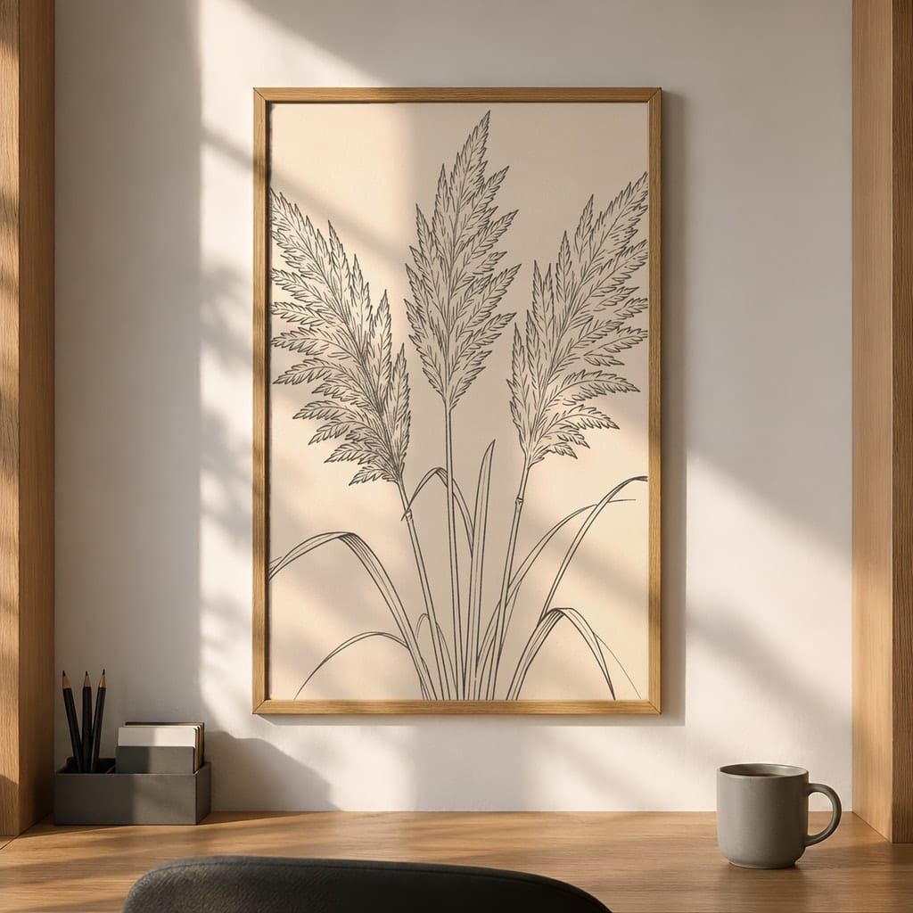 Home Office Frame Mockup Bundle — 20 Vertical Desk Wall Art PSD Mockups: mockup scene 15 of 20