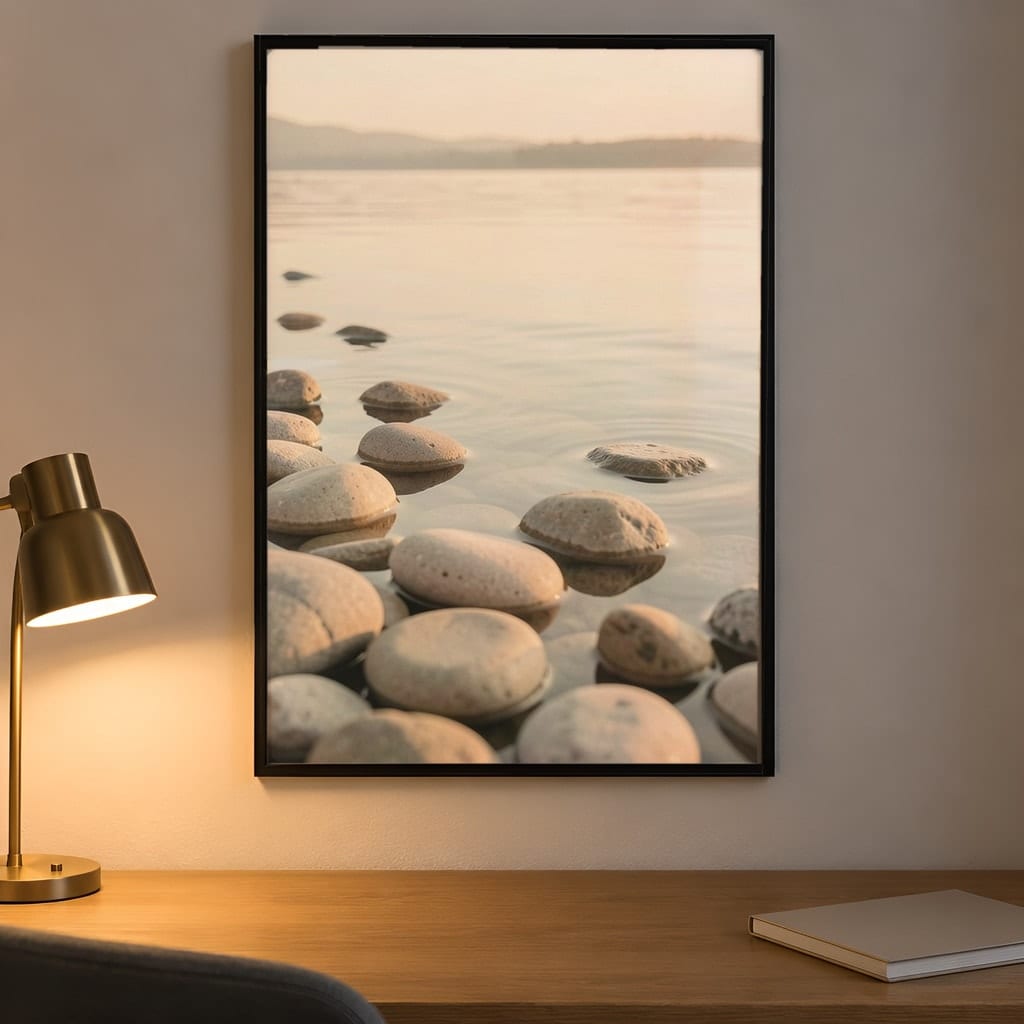 Home Office Frame Mockup Bundle — 20 Vertical Desk Wall Art PSD Mockups: mockup scene 17 of 20